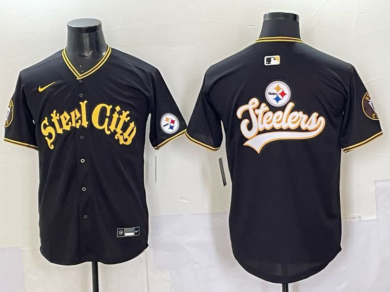 Men 2025 Nike Pittsburgh Steelers Blank Black Limited NFL Jersey style 0054->pittsburgh steelers->NFL Jersey